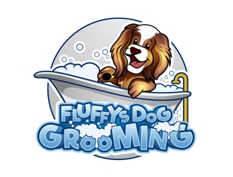 Fluffys Dog Grooming  logo design by DreamLogoDesign