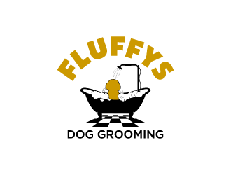Fluffys Dog Grooming  logo design by lestatic22