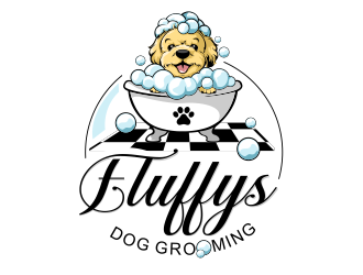 Fluffys Dog Grooming  logo design by veron