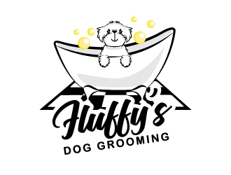 Fluffys Dog Grooming  logo design by KDesigns