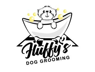 Fluffys Dog Grooming  logo design by KDesigns