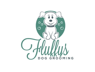 Fluffys Dog Grooming  logo design by KDesigns