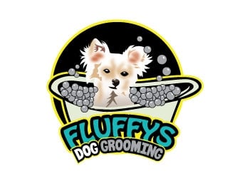 Fluffys Dog Grooming  logo design by REDCROW