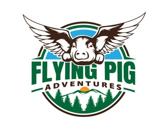 Flying Pig Adventures logo design by LogoInvent