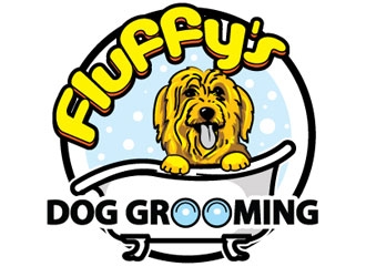 Fluffys Dog Grooming  logo design by logoguy