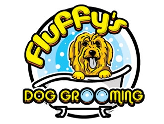 Fluffys Dog Grooming  logo design by logoguy