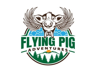 Flying Pig Adventures logo design by LogoInvent
