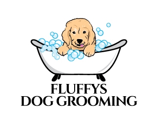 Fluffys Dog Grooming  logo design by logoguy