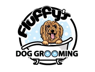 Fluffys Dog Grooming  logo design by logoguy