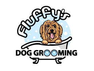 Fluffys Dog Grooming  logo design by logoguy