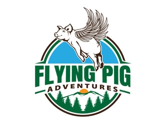 Flying Pig Adventures logo design by LogoInvent