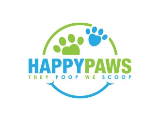 Happy Paws They Poop We Scoop logo design by gipanuhotko
