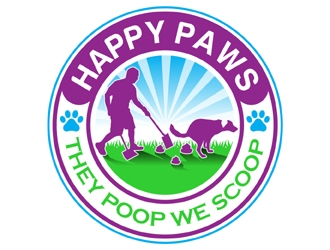 Happy Paws They Poop We Scoop logo design by MAXR