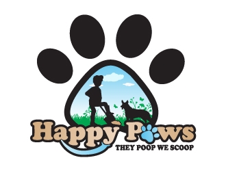 Happy Paws They Poop We Scoop logo design by JJlcool