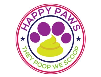 Happy Paws They Poop We Scoop logo design by logoguy