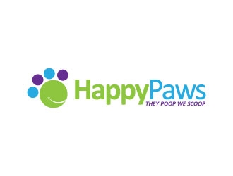 Happy Paws They Poop We Scoop logo design by gipanuhotko
