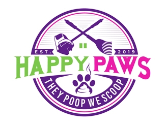 Happy Paws They Poop We Scoop logo design by DreamLogoDesign