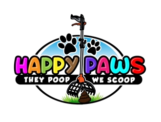 Happy Paws They Poop We Scoop logo design by DreamLogoDesign