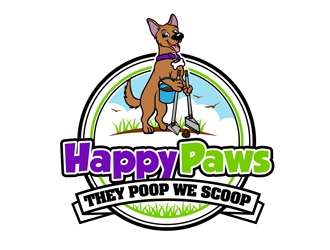 Happy Paws They Poop We Scoop logo design by DreamLogoDesign