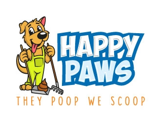 Happy Paws They Poop We Scoop logo design by boybud40