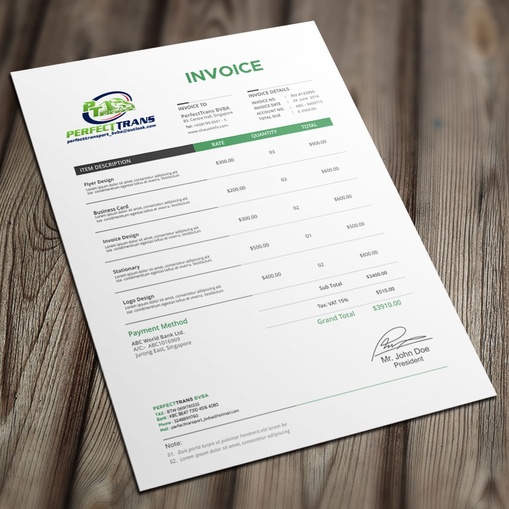 PerfectTrans BVBA logo design by Kindo