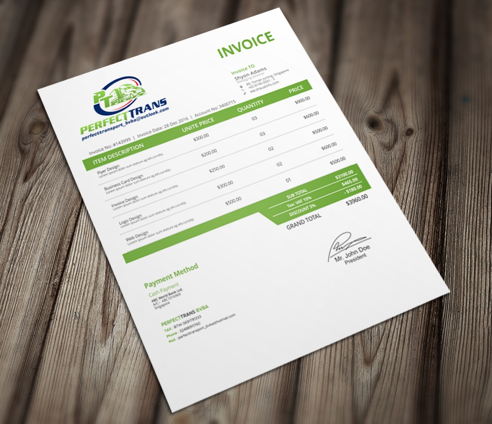 PerfectTrans BVBA logo design by Kindo