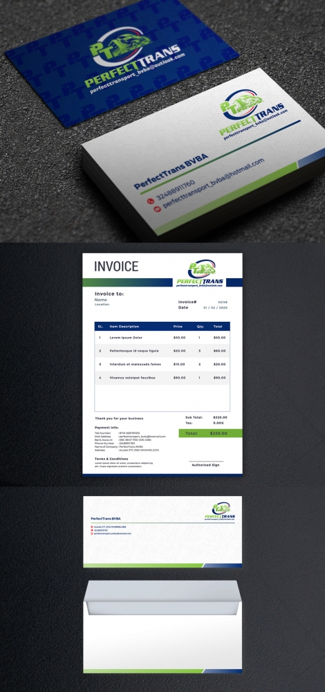 PerfectTrans BVBA logo design by KHAI