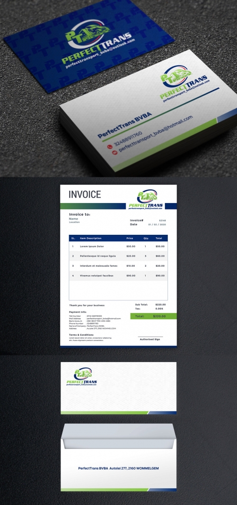 PerfectTrans BVBA logo design by KHAI