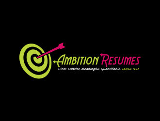 Ambition Resumes - Clear. Concise. Meaningful. Quantifiable. Targets logo design by hidro