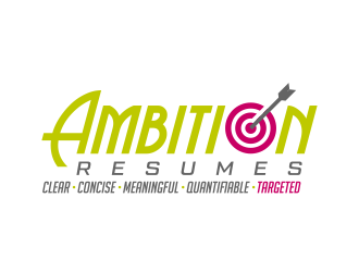Ambition Resumes -  Clear. Concise. Meaningful. Quantifiable. Targets logo design by ingepro