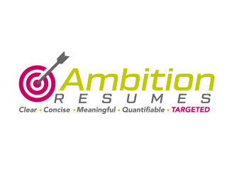 Ambition Resumes -  Clear. Concise. Meaningful. Quantifiable. Targets logo design by ingepro
