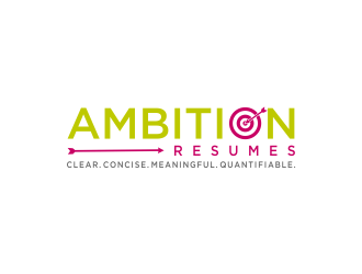 Ambition Resumes - Clear. Concise. Meaningful. Quantifiable. Targets logo design by oke2angconcept
