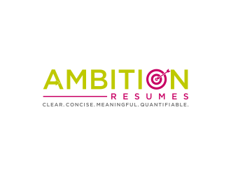 Ambition Resumes -  Clear. Concise. Meaningful. Quantifiable. Targets logo design by oke2angconcept