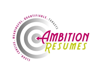 Ambition Resumes - Clear. Concise. Meaningful. Quantifiable. Targets logo design by dasigns