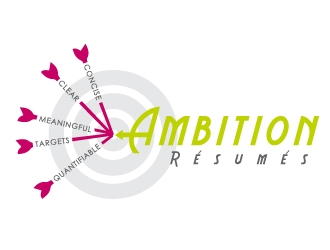 Ambition Resumes -  Clear. Concise. Meaningful. Quantifiable. Targets logo design by Marianne