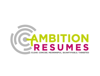 Ambition Resumes -  Clear. Concise. Meaningful. Quantifiable. Targets logo design by Erasedink