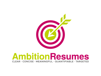 Ambition Resumes -  Clear. Concise. Meaningful. Quantifiable. Targets logo design by lexipej