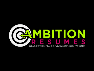 Ambition Resumes -  Clear. Concise. Meaningful. Quantifiable. Targets logo design by done