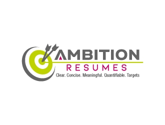 Ambition Resumes -  Clear. Concise. Meaningful. Quantifiable. Targets logo design by jaize