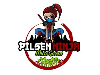 Pilsen Ninja Micro Greens logo design by DreamLogoDesign