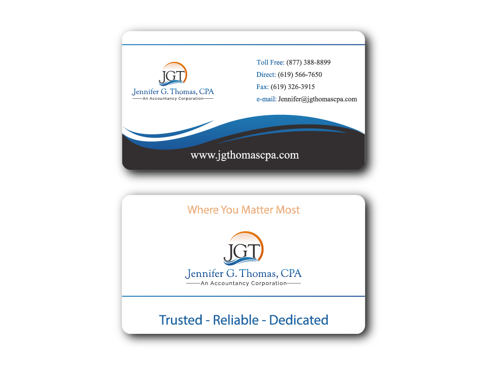 Jennifer G. Thomas, CPA An Accountancy Corporation logo design by bulatITA