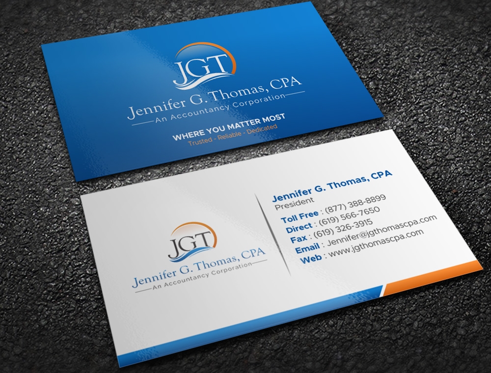 Jennifer G. Thomas, CPA An Accountancy Corporation logo design by Kindo