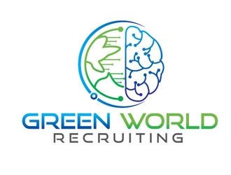 Green World Recruiting logo design by logoguy