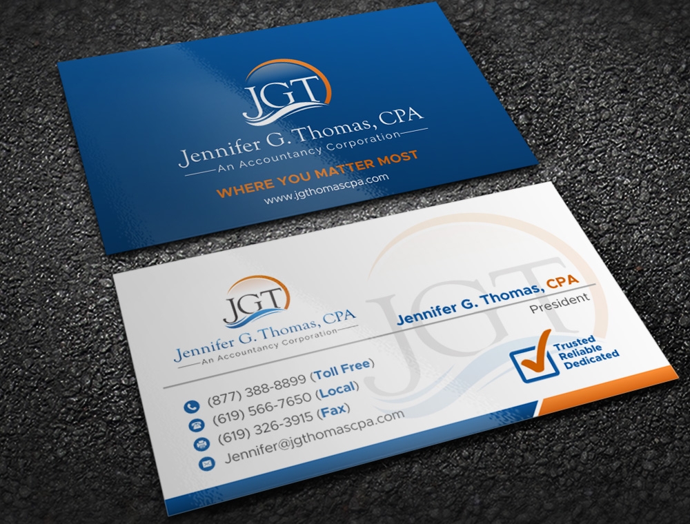 Jennifer G. Thomas, CPA An Accountancy Corporation logo design by Kindo