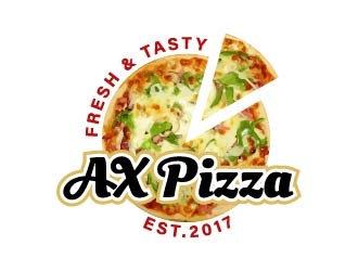 AX PIZZA logo design by bulatITA