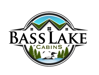 Bass Lake Cabins logo design by ElonStark