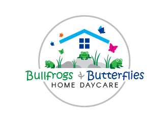 Bullfrogs & Butterflies Home Daycare logo design by justin_ezra