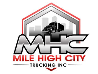 Mile high city trucking inc logo design by PMG