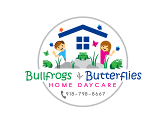 Bullfrogs & Butterflies Home Daycare logo design by justin_ezra