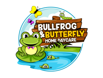 Bullfrogs & Butterflies Home Daycare logo design by veron
